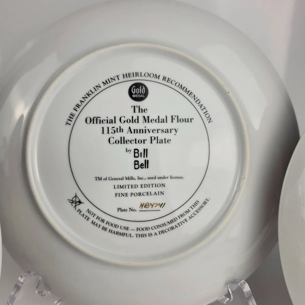 Franklin Mint Bill Bell Gold Medal Flour Cat Plates Set of 3 Signed